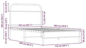 Πλαίσιο Κρεβατιού Χωρ. Στρώμα Sonoma Δρυς 107x203 εκ Επ. Ξύλο - Καφέ