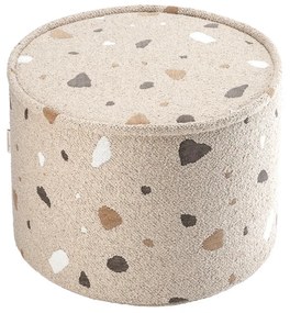 Terrazzo Πουφ Σκαμπο Υφασμα Μπουκλε / Σενιλ Μπεζ