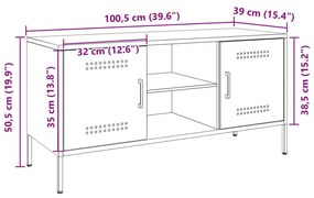 Έπιπλο Τηλεόρασης Ανθρακί 100,5x39x50,5 εκ. από Ατσάλι - Ανθρακί