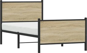 vidaXL Σκελετός Κρεβ. Χωρίς Στρώμα Sonoma Δρυς 90x190 εκ. Μεταλλικό