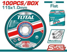TOTAL TAC210115100 Δίσκος Κοπής ΙΝΟΧ - Μετάλλου 115 Χ 1mm 100 τεμ. σε Μεταλλικό Κουτάκι