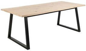 Τραπέζι Oakland 981, Μαύρο, Άγρια δρυς, 75x100x220cm, 50 kg, Φυσικό ξύλο καπλαμά, Ινοσανίδες μέσης πυκνότητας | Epipla1.gr