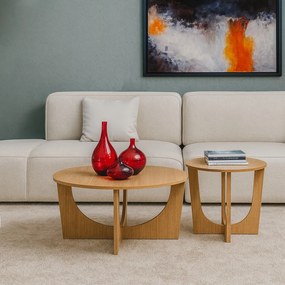 Stewehome Σετ 2 τεμαχίων μοντέρνων στρογγυλών τραπεζιών σαλονιού Καφέ 80x40x80 cm