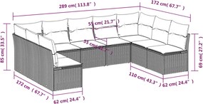 vidaXL Σαλόνι Κήπου Σετ 9 τεμ. Καφέ από Συνθ. Ρατάν με Μαξιλάρια