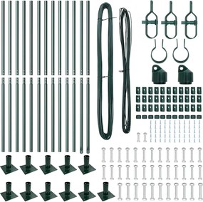 vidaXL Στύλος Περιφράξεων 13 pcs Πράσινο Ατσάλι