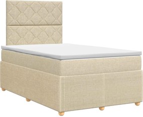 vidaXL Κρεβάτι box spring με στρώμα Κρεμ 120 x 200 cm Ύφασμα