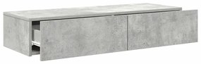 Ράφι τοίχου με συρτάρια Γκρι μπετόν 100x36x19 cm Ξύλο μηχανής 859989