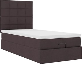 vidaXL Οθωμανικό κρεβάτι με στρώμα σκούρο καφέ 90x200cm ύφασμα