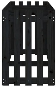 vidaXL Ζαρντινιέρα με Σχέδιο Φράχτη Μαύρη 200x50x70 εκ. Μασίφ Πεύκο