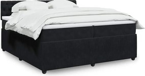 vidaXL Κρεβάτι Boxspring με Στρώμα Μαύρο 200x200 εκ. Βελούδινο