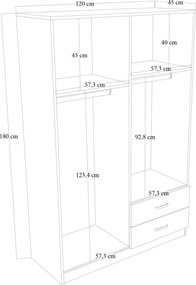 Τετραφυλλη Ντουλαπα Λευκό Ματ YAMON 1600 45x120x180
