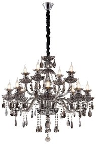 Artekko Chandelier Πολυέλαιος 12φωτος Ανθρακί Κρύσταλλο (80x80x70)cm