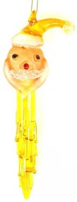 Χριστουγεννιάτικο Στολίδι Αη Βασίλης Γυάλινο 10cm Yellow 16315b