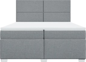 vidaXL Κρεβάτι Boxspring με Στρώμα Ανοιχτό Γκρι 200x200 εκ. Υφασμάτινο
