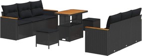 vidaXL Σετ Καναπέ Κήπου 9 pcs Μαύρο συνθετικό ρατάν