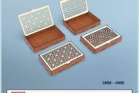 Σετ των 2 Intra απο ξύλο plywood 3mm-4mm πάχος - Διακοσμητικό κουτί δώρου κοπής με λέιζερ Δίασταση 20x20 cm INTRAFABR-105204540