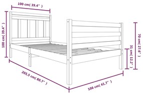 vidaXL Πλαίσιο Κρεβατιού 100 x 200 εκ. από Μασίφ Ξύλο