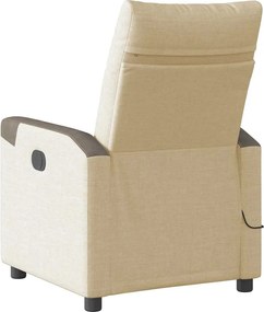 vidaXL Πολυθρόνα Μασάζ Ανακλινόμενη Κρεμ Υφασμάτινη