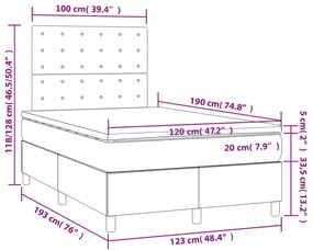 Κρεβάτι Boxspring με Στρώμα Γκρι 120x190εκ. από Συνθετικό Δέρμα - Γκρι