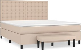 vidaXL Κρεβάτι Boxspring με Στρώμα Καπουτσίνο 160x200εκ.από Συνθ.Δέρμα