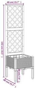 Ζαρντινιέρα Κήπου με Καφασωτό Μαύρο 40 x 40 x 142 εκ. από PP - Μαύρο