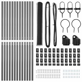 vidaXL εξάγωνος φράχτης  με 7 πόστα, 1,2x25 μ, μεταλλικός γκρι