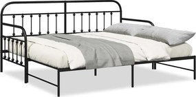 vidaXL Σκελετός κρεβατιού ημέρας Μαύρο 90 x 190 cm