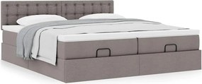 vidaXL Οθωμανικό κρεβάτι με στρώματα Taupe 200x200cm ύφασμα