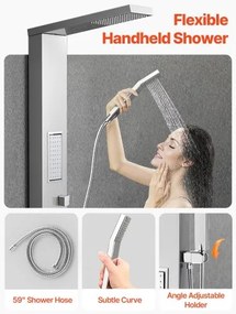 VEVOR Shower Panel Tower System Stainless Steel Column Rainfall Head Massage Jet