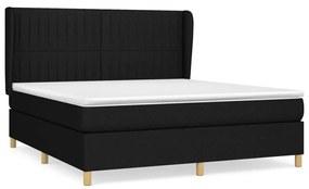 vidaXL Κρεβάτι Boxspring με Στρώμα Μαύρο 180x200 εκ. Υφασμάτινο