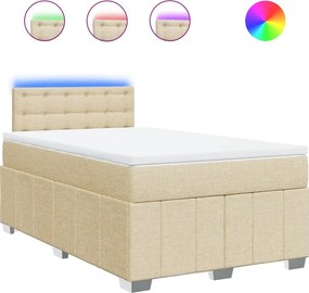 vidaXL Κρεβάτι Boxspring με Στρώμα Κρεμ 120x200 εκ. Υφασμάτινο