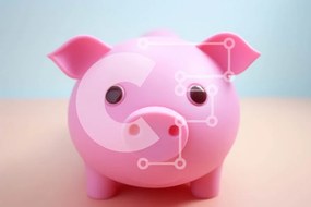 Intra Συλλεκτικό Ξύλινο Παζλ Plywood  4mm - Ροζ κουμπαράς σε πορτοκαλί επιφάνεια Σε Ξύλινο Κουτί - Διαστάσεις: 10x10 cm – 25 κομμάτια