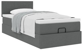 Οθωμανικό κρεβάτι με στρώμα σκούρο γκρι 90x190cm ύφασμα 3311339