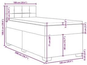 Κρεβάτι Boxspring με Στρώμα Σκούρο Καφέ 100x200 εκ. Υφασμάτινο - Καφέ