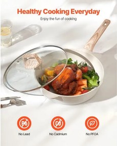 VEVOR 19 Piece Pots and Pans Set Granite Nonstick Kitchen Cookware White