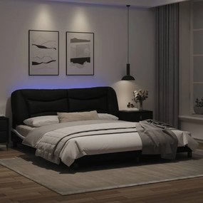 vidaXL Πλαίσιο Κρεβατιού με LED Μαύρο/Λευκό 180x200εκ. Συνθετικό Δέρμα