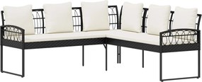 vidaXL Σετ Καναπέ Κήπου 2 pcs Μαύρο και Κρέμα Πολυ Ράτταν Ατσάλι