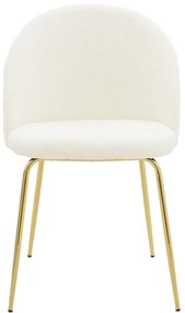 Καρέκλα Fersais pakoworld λευκό μπουκλέ-χρυσό μέταλλο 48x57x81εκ | Συσκευασία 2 τμχ