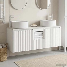 vidaXL Σετ Ντουλαπιών Μπάνιου 3 τμχ. Λευκό 129 x 44,5 x 80 cm