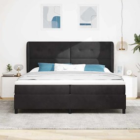 vidaXL Κρεβάτι με ελατήρια με στρώμα Μαύρο 200 x 200 cm Βελούδο