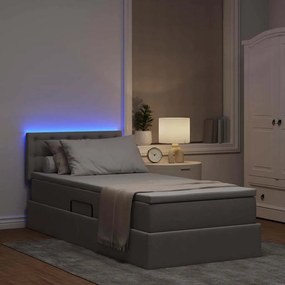 vidaXL LED Κρεβάτι αποθήκευσης με στρώμα Taupe 90 x 200 cm Ύφασμα