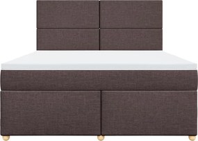vidaXL Κρεβάτι Boxspring με Στρώμα Σκούρο Καφέ 180x200 εκ Υφασμάτινο