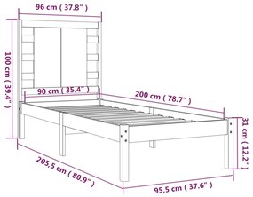 vidaXL Σκελετός Κρεβατιού Χωρίς Στρώμα 90x200 εκ Μασίφ Ξύλο Πεύκου