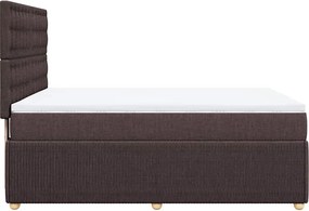 vidaXL Κρεβάτι Boxspring με Στρώμα Σκούρο Καφέ 140x190 εκ. Υφασμάτινο