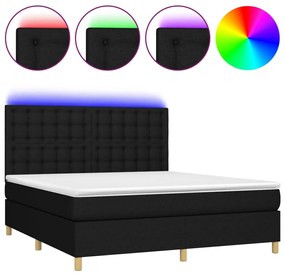 ΚΡΕΒΑΤΙ BOXSPRING ΜΕ ΣΤΡΩΜΑ &amp; LED ΜΑΥΡΟ 160X200 ΕΚ. ΥΦΑΣΜΑΤΙΝΟ 3135767