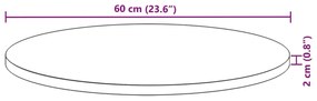 Επιφάνεια Τραπεζιού Στρογγυλή Ø60x2 εκ. από Μασίφ Ξύλο Ακακίας - Καφέ