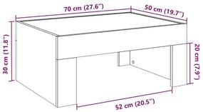 Τραπεζάκι Σαλονιού Άπειρο Φως LED Γκρι Sonoma 70x50x30 εκ. - Γκρι