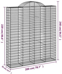 Συρματοκιβώτιο Τοξωτό 200x50x220/240εκ. από Γαλβανισμένο Χάλυβα - Ασήμι