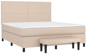 Κρεβάτι Boxspring με Στρώμα Καπουτσίνο 160x200εκ.από Συνθ.Δέρμα - Καφέ