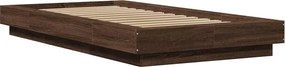 vidaXL Πλαίσιο Κρεβατιού με LED Καφέ Δρυς 90 x 190 εκ. Επεξ. Ξύλο